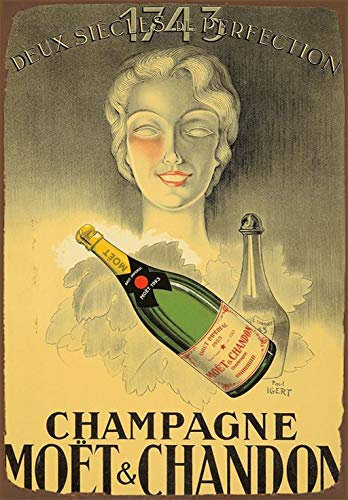Inga Moet And Chandon Vintage Style Metall Werbung Wandschild Schild Blechschild Metalldekor A1 Metallschild Poster 20,3 x 30,5 cm