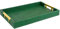 Modern Elegant 18x12 Rectangle Emerald Green Shagreen Decorative Ottoman Coffee Table Perfume Living Room Kitchen Serving Tray with Gold Polished Metal Handles by Home Redefined for All Occasion's