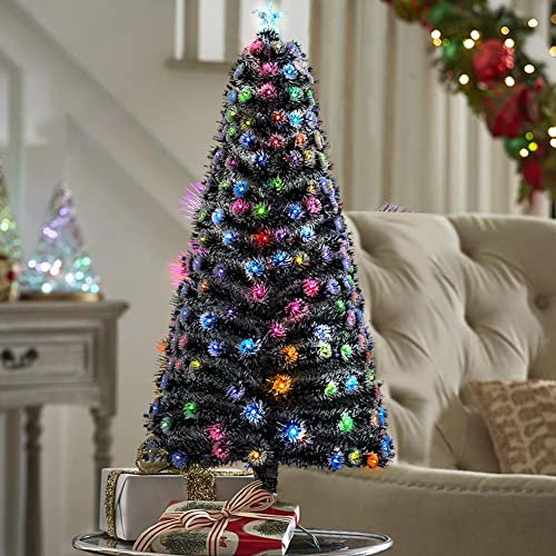 Bakaji Albero di Natale Luminoso Altezza 90 cm con 95 Luci Decorazioni Natalizie da Esterno e Interno Effetto Neve Innevato Addobbi Natalizi Design Moderno Elegante Base a Croce