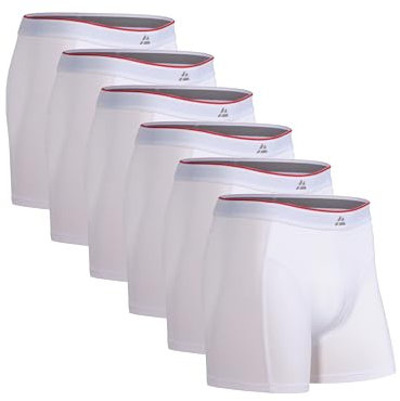 DANISH ENDURANCE Men's Bamboo Boxers, Comfortable, Breathable Underwear, Tagless, Optional Open Fly, 6 Pack, White, L