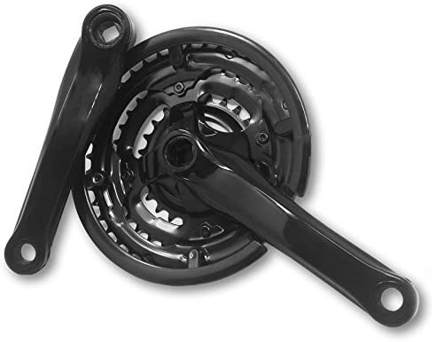 S.T.S. Guarnitura Corona Tripla 24/34/42 Denti Bracci pedivella per Pedali Bicicletta Attacco Perno Quadro, Set Completo Ruota dentata 170mm
