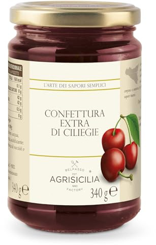 Agrisicilia Confettura Extra di Ciliegie Siciliane 340 grammi | Perfetta per farcire crostate e guarnire dolci al cucchiaio, ma ottima anche in abbinamento a formaggi semistagionati.
