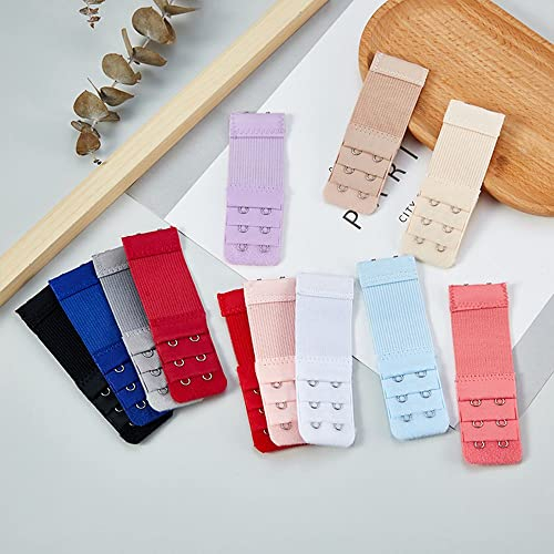 LUMoony Elastische BH-Verlängerungen für Damen BH-Verlängerungsriemen 2 Haken / 3 Haken / 4 Haken / 5 Haken 3 Reihen Büstenhalter-Verlängerung dehnbarer BH-Verlängerungsriemen 10Pcs