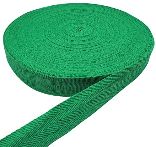 Schrägband mit Fischgrätenmuster, Baumwoll-Twill-Schrägband für DIY Handwerk (grün, 2,5 cm)