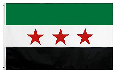 VWPEYY Flagge Syrien 90 x 150 cm, DREI-Sterne, Rot, Weiß, Schwarz, Patriotisch, Polyester, Wandmontage, Außen, Dekoration
