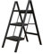 BAOYOUNI Escalera 3 Peldaños Taburete Plegable con Pedal Ancho Antideslizante Escalones Domestica Ligera y Portátil Multifunción para Hogar, Cocina, Oficina, Exteriores, Adultos, Negra