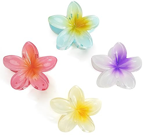 JOYOYO 4 pièces Pince Cheveux Fleur Pinces à cheveux de taille moyenne pour femmes filles 3 pouces, Couleur vive pince fleur cheveux pour femmes