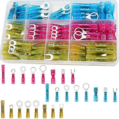 RUNCCI-YUN 120 Stücke Hitze Schrumpfen Stoßverbinder Kabelverbinder Schrumpfverbinder Kabelschuhe Quetschverbinder Automotive wasserdicht-isoliertWire Terminal
