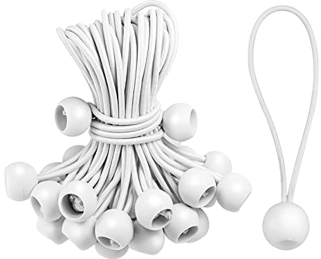 AllRight Spanngummi mit Kugel 16cm Planenspanner mit Kugel Gummischlaufen Expanderschlinge Zeltgummis Expanderschlingen Spanngummis für Partyzelte Planen Plakate Werbebanner weiß 200 Stück