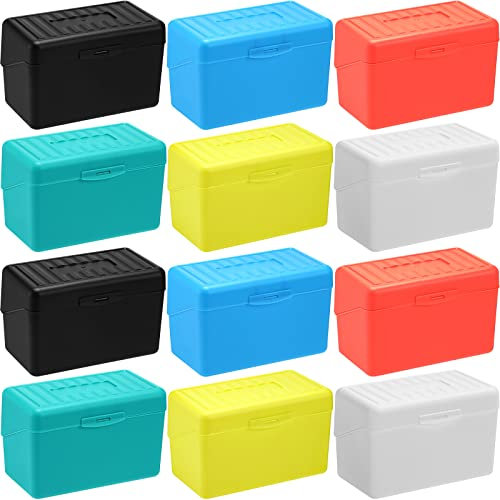 Fuutreo 12 Stück Karteikartenhalter 7,6 x 12,7 cm Karteikartenbox Organizer Flashkartenhalter Notizkartenhalter Indexkartenetui für Karteikarten, Notizkarten, Lernkarten, Rezepte und Adressen (helle