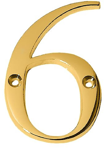 A10SHOP Clio Numéros de boîte aux lettres polis laqués en laiton massif de 7,6 cm, numéros de maison extérieurs, pour numéros de maison (numéro 6 ou 9, laiton poli) Laiton poli 7,6 cm