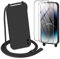 DiDaDi Handykette kompatibel mit iPhone X/Xs Hülle,Handyband Necklace Hülle mit Band Handyhülle für zum Umhängen Silikon Case mit Schnur Schutzfolie in Schwarz