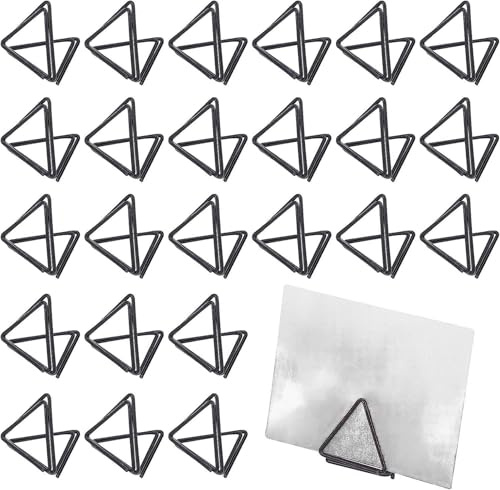 LATRAT Lot de 36 mini porte-cartes de table triangulaires, porte-numéros de table, porte-images, porte-cartes de menu, pour cartes de table de mariage, noir