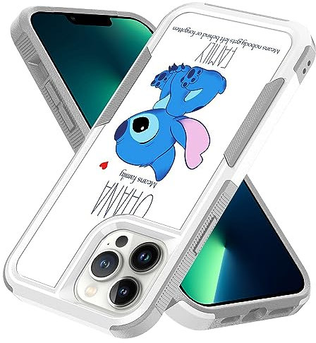 Candykisscase Case for iPhone 13 Pro Max, Stitch Ohana Means Family Pattern Shock-Absorption Hard PC and Inner Silicone Hybrid Dual Layer Defender Case for iPhone 13 Pro Max
