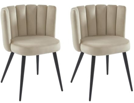 Vente-unique Pascal MORABITO-Stuhl 2er-Set - Samt & Schwarzes Metall - Beige - PRANILA von Pascal MORABITO