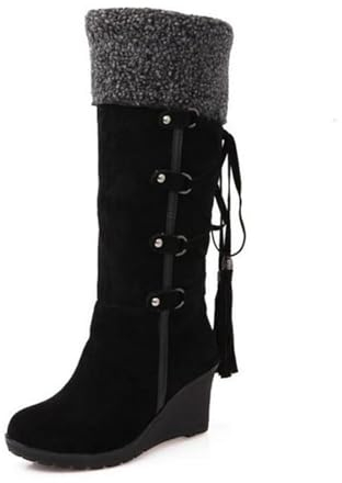TDEOK Stivali termici unisex da snowboots invernali leggeri unisex stivali da neve leggeri unisex con calda imbottitura, stivali termici invernali lunghi alti stivali da donna, Nero A., 36 EU