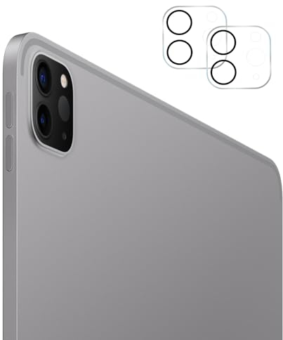 Lot de 2 protections d'appareil photo pour iPad Pro 11/12,9 (2022/2021/2020), film de protection anti-rayures 9H, verre trempé HD transparent, couverture complète, installation facile
