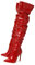 Stivali Alti al Ginocchio da Donna Stivali sopra Il Ginocchio Tacchi a Spillo Stivali Alti alla Coscia Stivali Lunghi in PU per Donna Punta a Punta con Cerniera Laterale,Rosso,40