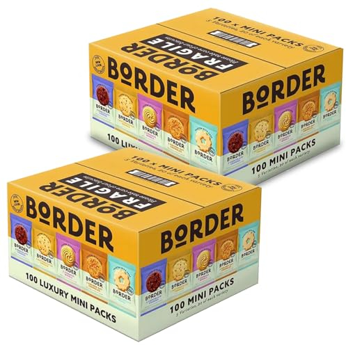 Border Biscuits Luxury Biscuit Selection 100 Mini Packs with 5 Varieties (2 Boxes (100 Per Box))