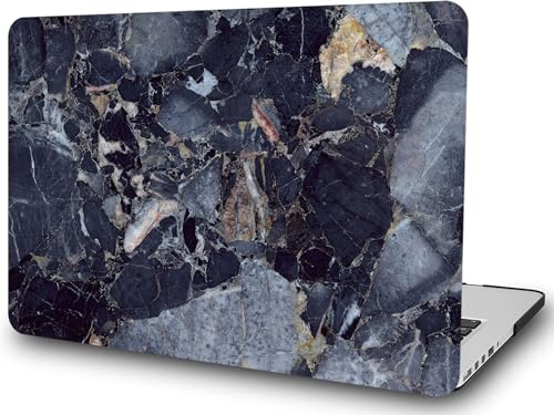 AMCJJ Kompatibel mit MacBook Pro 13 Zoll Hülle 2015 2014 2013 2012 Release A1502 A1425 Con Retin,Schutzhülle Cover,Grauer Schwarzer Marmor 1