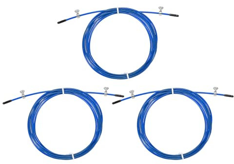 PATIKIL 10Ft Speed Jump Rope Replacement Cable, 3 Pcs 2.5mm Professional Skipping Rope Steel Wire Replace for High Speed Jump Ropes, Blue