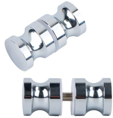 2 Stück Duschtür Griff Aluminiumlegierung Duschtürknopf Verchromter Duschtürgriffe Beidseitig Doppel Knöpfe Glastürgriff 30 * 60mm