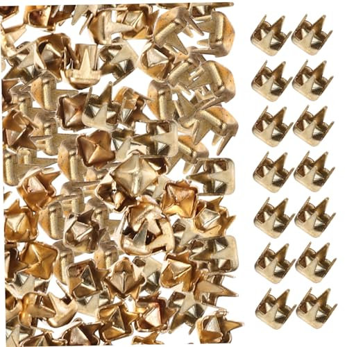 Operitacx 3000 Stk Vier Klauennägel Punk-Spikes mit flachem Rücken Mini-Koffer Hüte Kleider Schneiderei Spikes Krallennieten für Kleidung Nagel Dingding quadratische Perlen Hut