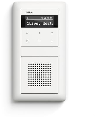 Gira Internetradio IP Set mit Lautsprecher und 2-Fach Rahmen reinweiß glänzend Badradio