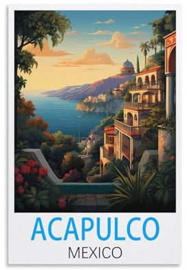 Acapulco Mexiko Vintage-Reiseposter, 20 x 30 cm, Leinwandkunst, Poster und Wandkunst, Bilddruck, moderne Familienschlafzimmer-Dekoration