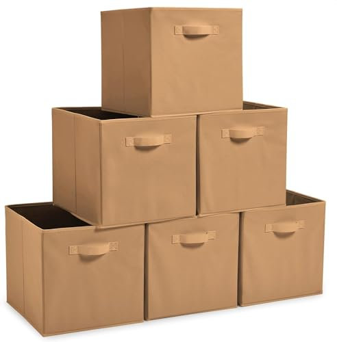 EZOWARE Aufbewahrungskörbe Faltbare Würfel-Aufbewahrungsboxen, 6er-Set, Faltbare Aufbewahrungsbox für Kleinkinder, Kinderzimmer, Zuhause, 26,7x26,7x28cm - (Mushroom)