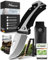 BERGKVIST® K30 Coltello pieghevole 3-in-1 - coltellino tascabile a due mani per la sopravvivenza, la caccia e il campeggio con tagliacinture e rompivetro - Manico in G10 nero