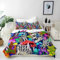 ANHOPE Schädel Bettwäsche Set 3 Teilig Bunte Magic Pilz Skelett Bettbezug 240x220 cm + 2 Kissenbezug 80x80 cm Weich Microfaser Bettbezüge mit Reißverschluss Ganzjahres Bettdeckenbezug Set