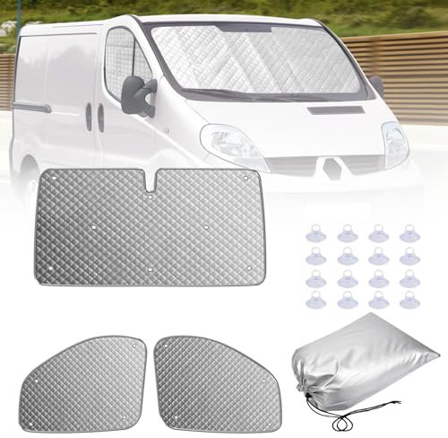 MaxEarn Tapis thermique de rechange pour Renault Trafic 2001-2014, pare-soleil intérieur de luxe pour Opel Vivaro 2001-2014, protection solaire, pare-brise, tapis thermiques