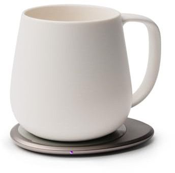 OHOM Ui+ Self Warming Mug Set, Jasmine White, 18 fl oz / 532 ml Ceramic Coffee Tea Mug with Heat Pad