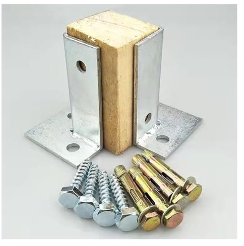 Post Base Anchor,Deck Gazeboes Post Skirts with Concrete Bolts, 1 PCS Galvanized iron Split Style Pergola Uprights Flange