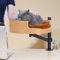 ZBUQ Cat Bed Desk with Pet Mat, Cat Hammock for Desk, Cat Bed Desk with Wooden Bowl, 360° Rotation and Adjustable Height, Brown