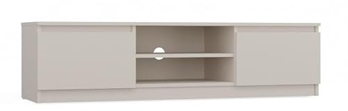 CDF TV-Schrank Kama 140| Farbe: Kaschmir (beige) | Moderner Fernsehtisch | Ablagen für Audio-/Videogeräte | Stauraum für Kleinigkeiten | Ideal für Wohnzimmer, Schlafzimmer | Einfache Montage