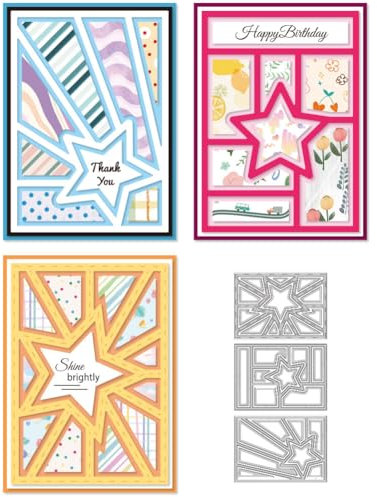 DELORIGIN Stanzformen Mit Sternrahmen Stanzformen Zum Basteln von Karten Schablone Für Hohle Linienränder Prägeschablonen Rahmen Stanzschablonen Neuheiten 2025 Für Karten Album Hintergrund