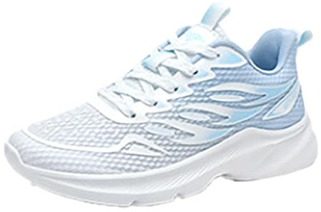 Genérico Deportivas Voleibol Mujer Transpirable Punta Redonda con Cordones Parte Superior Plana Zapatos Mujer 𝗣ies Anchos (Blue, 40)
