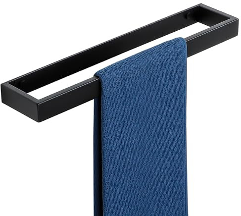 SAYAYO Porte Serviette Salle de Bain en 304 Acier Inoxydable, Robuste Support Serviette Mural en Adhésif/À Visser, 40CM Noir Mat, EGJF23030-400-B
