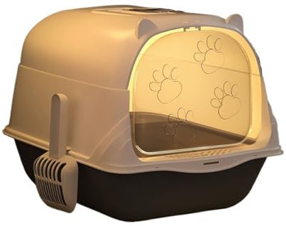 GLigeT Litterbox Jumbo Hooded Cat Litter Pan, High Side Cat Litter Box with Scoop, Extra Large Litter Box, Enclosed Cat Litter Box Cat Litter Tray(Black)