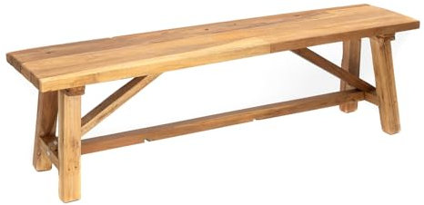 CREEDWOOD ESSZIMMER SITZBANK Roca | 160cm, Massivholz | Sitzbank Holz, Flurbank, Bettbank mit Strebe, Natur Küchen Bank, Blumenbank, Holzbank