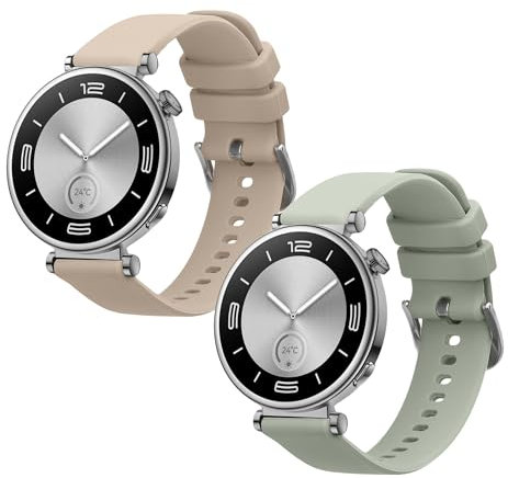 kwmobile Pulsera Compatible con Huawei Watch GT4 41mm Correa - 2X Correas de Silicona Flexible - Tamaño Ajustable