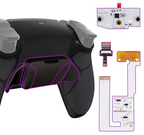 eXtremeRate Rise4 V3 RMB Remap Kit Programmabile per ps5 Controller,4 Back Button Paddles Metallo per ps5 Joystick BDM-030/040/050,Tasti Aggiuntivi Cover Grip Gommato per Joypad,Nero