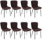 FRUOGO Esszimmerstühle 8er, Bouclé Teddy Sessel, ideal für Schminkzimmer, tägliche Treffen, Wohnzimmerstühle, Metallbeine, Braun