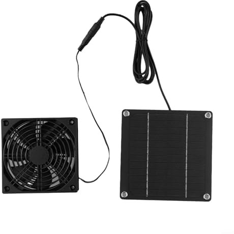 UTTASU 50W Solar Exhaust Fan Kit With Panel For Poultry House Greenhouse Attic Cooling Ventilation Air Extractor High Speed 2200RPM 76.3CFM DC12V Black