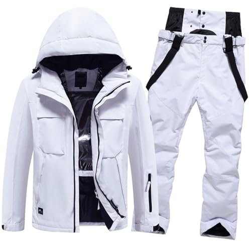 EQWIGKEIT Schneeanzug Herren, Zweiteiliger Wintermantel Outdoor 2-Stücke Snowboard Sets Winter Ski Anzug Schneeanzug Winddicht Skibekleidung Jacke Und Hosen Skianzüge Warme Winteranzug Thermoanzug