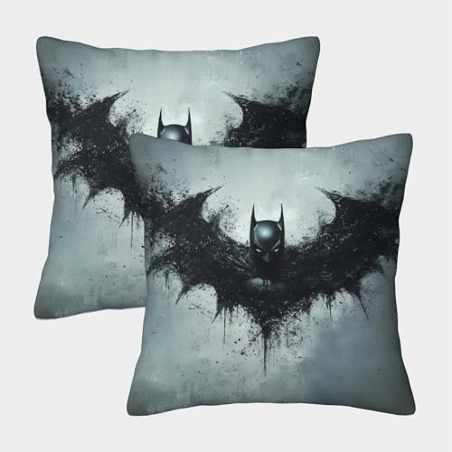 SUFFERBOW Batman Kissenbezüge 2er-Set, Weiche Für Wohnzimmer, Schlafzimmer, 3D-gedruckt, Dekorativer Superhelden Wurfkissenbezug Für Sofa, Couch, Stuhl Kissenhülle 50x50cm