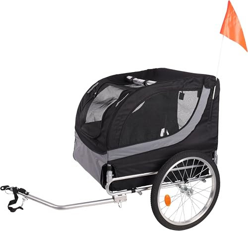 Flamingo Tybalt XL - Remorque de Luxe pour Vélo Noir/Gris - Idéal pour Labrador, Beagle, Bulldog et Border Collie