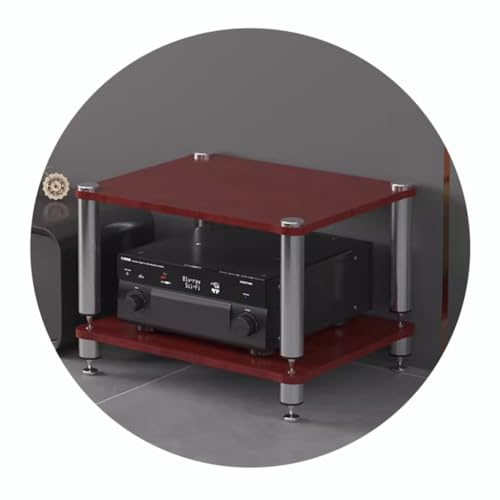 Easnuroz 2/3/4-stöckiges HiFi-Rack AV-Regal Medienregal Mit Verstellbaren Fächern HiFi-Ständer Plattenspieler-Ständer Medienaufbewahrungsregale Audio-Video-Komponenten (Red, 60 * 48 * 40cm(2Tier))